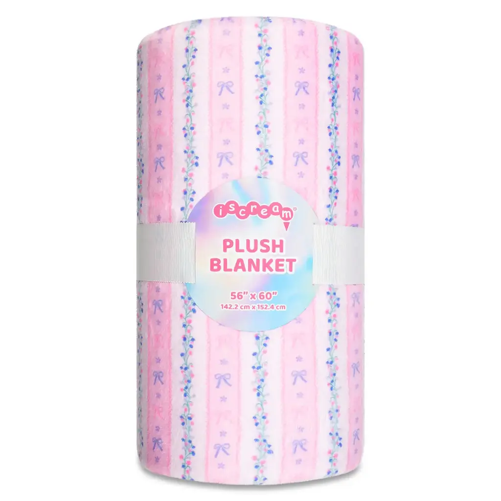 [780-4925] Floral Stripes Plush Blanket