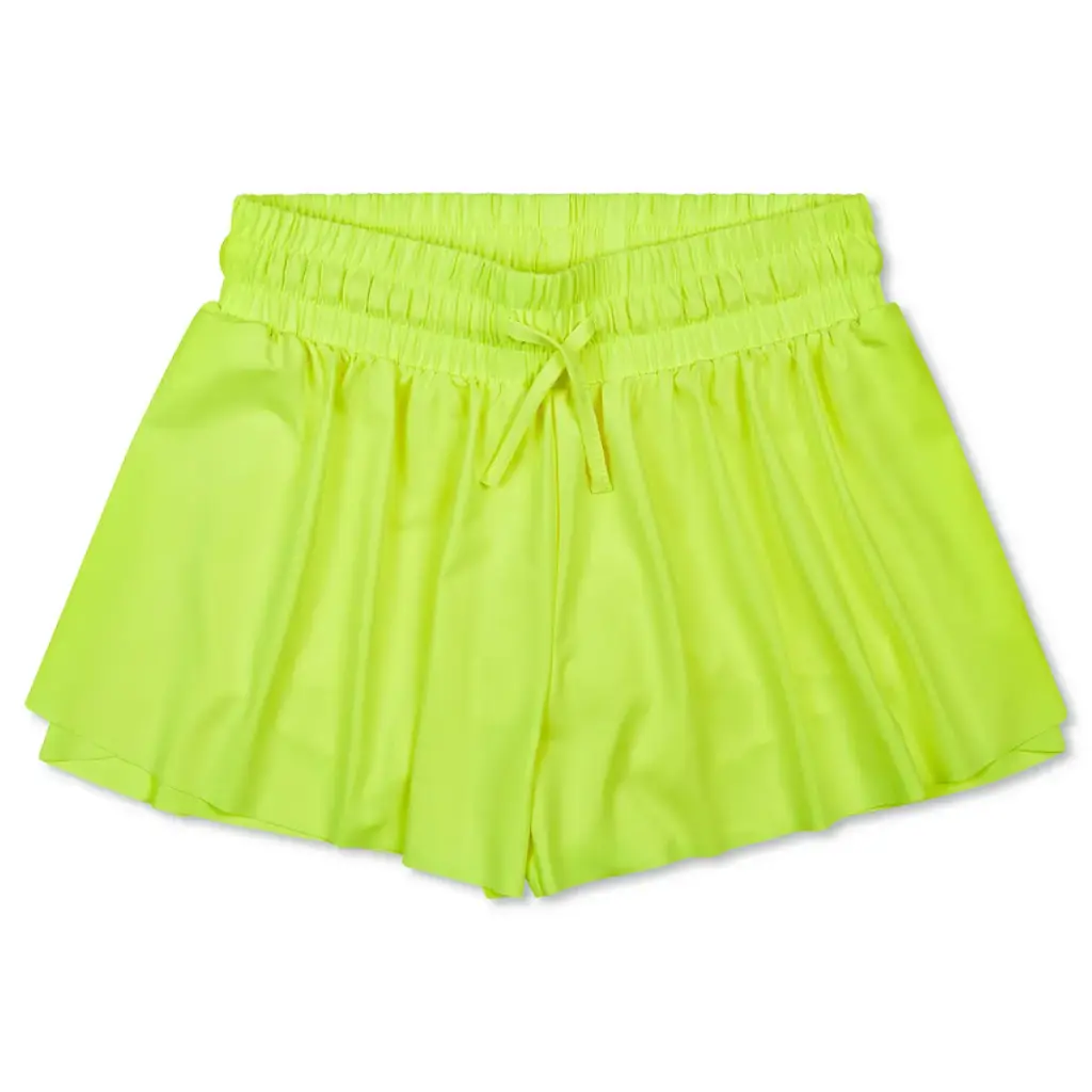 [820-4170S] Neon Yellow Butterfly Shorts (Youth Small (6-8))