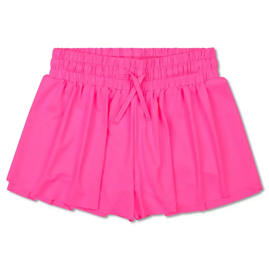 [820-4171S] Bright Pink Butterfly Shorts (Youth Small (6-8))