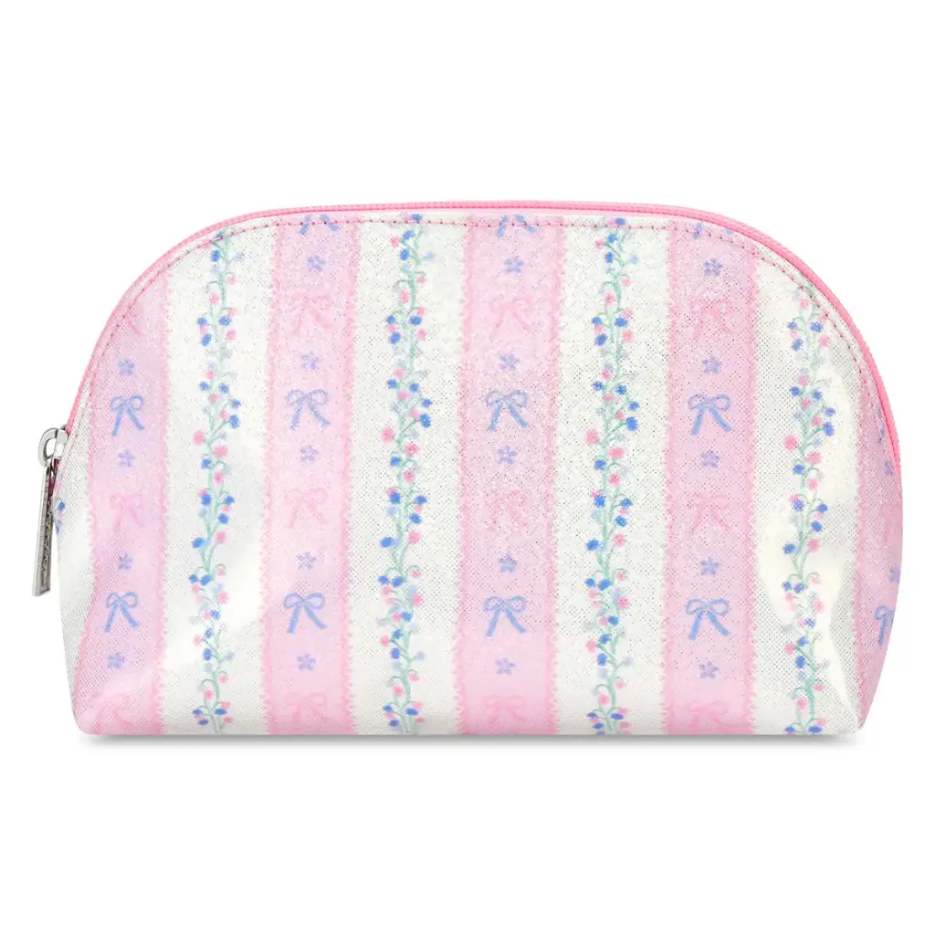 [810-2421] Floral Stripes Oval Cosmetic Bag