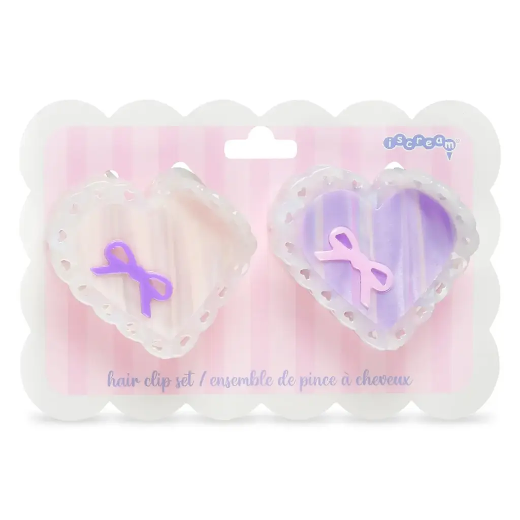 Heart Bow Hair Clips Set