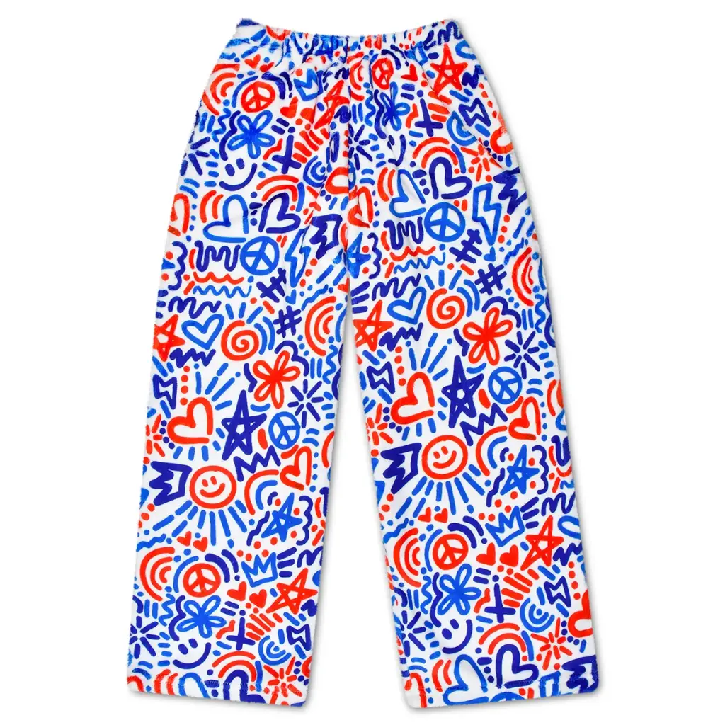 [820-4199XS] Corey Paige Red White & Blue Plush Pants (Youth X-Small (4-6))