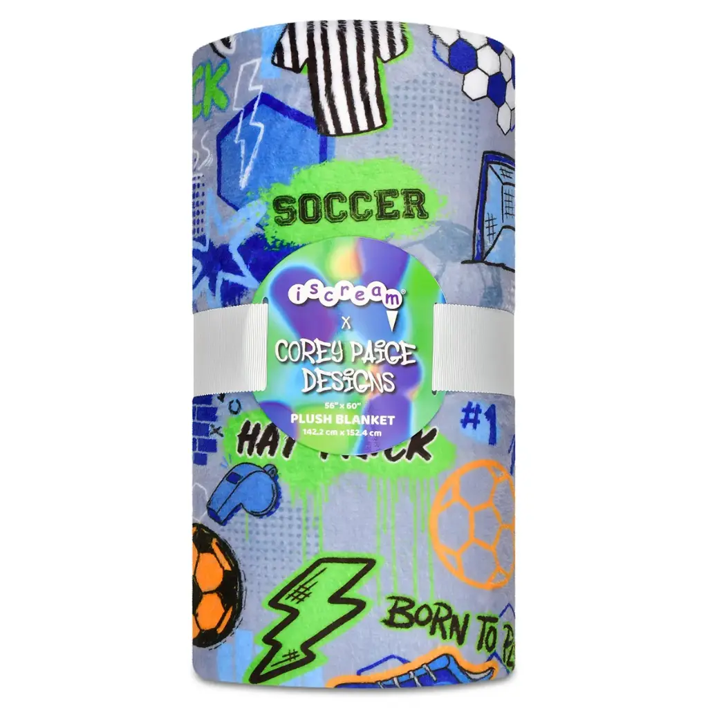[780-4992] Corey Paige Born to Play Soccer Plush Blanket