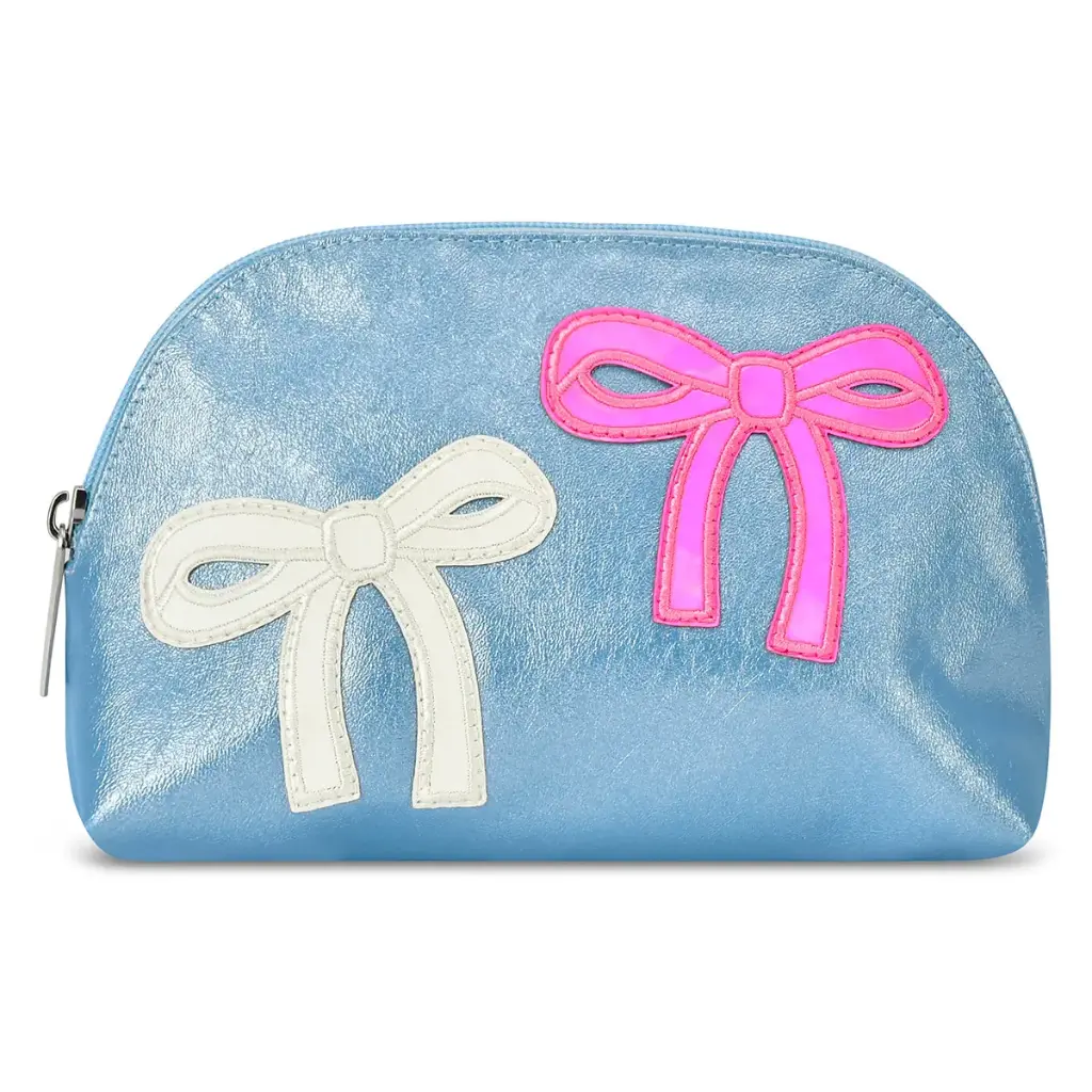 [810-2475] Patched Bow Oval Cosmetic Bag