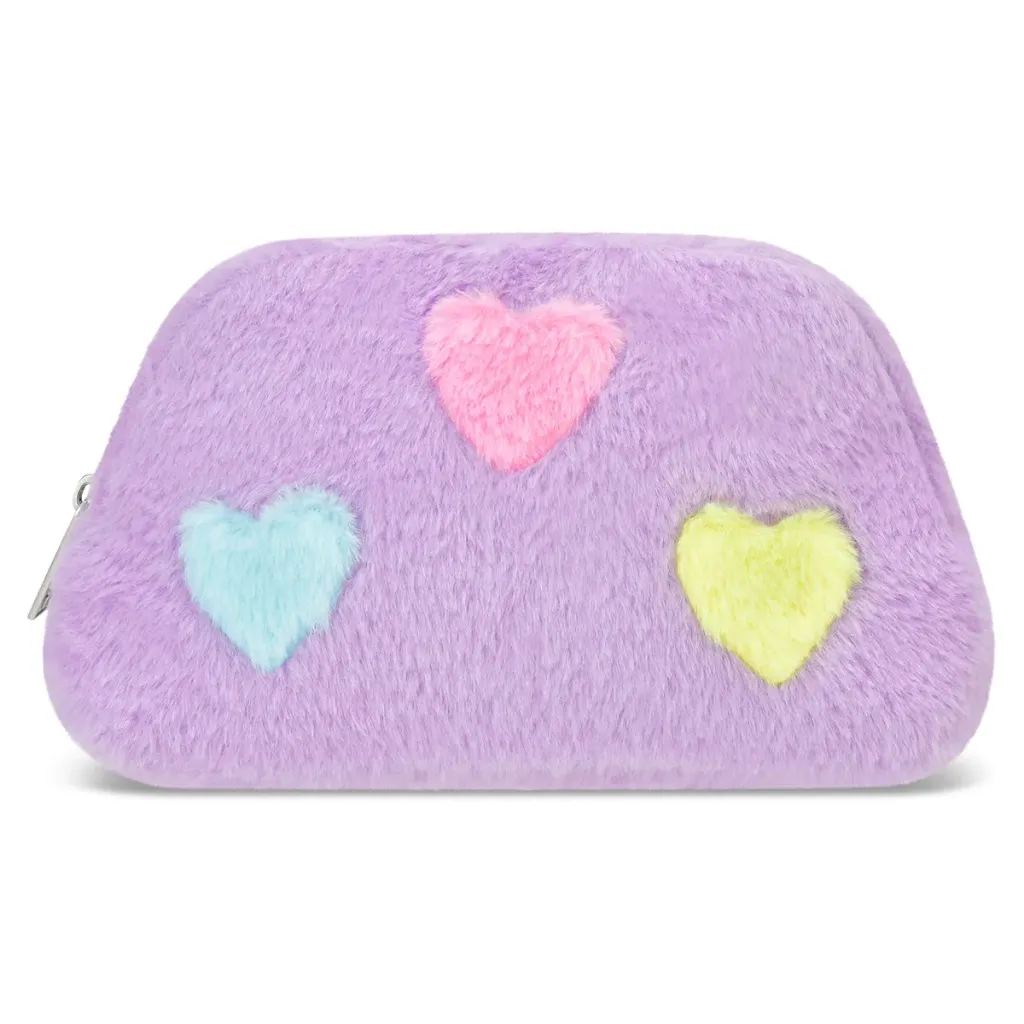 [810-2477] Hearts Color Block Oval Cosmetic Bag