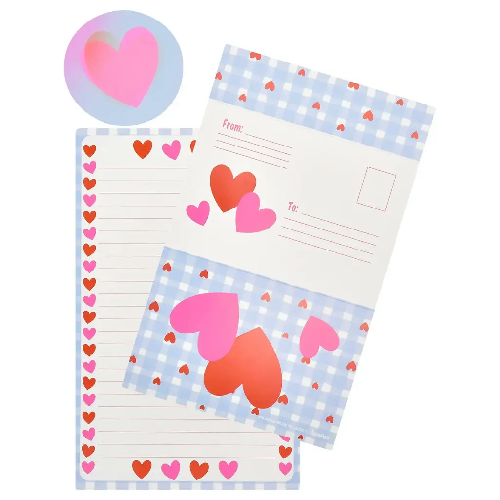 Gingham Hearts Foldover Cards