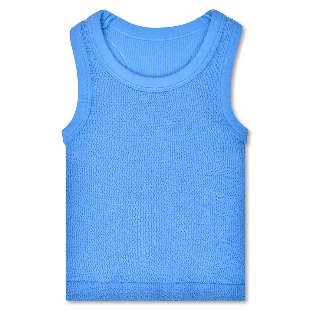 [820-4258S-M] Bright Blue Smocked Racerback Tank Top (Youth Small/Medium (7-10))