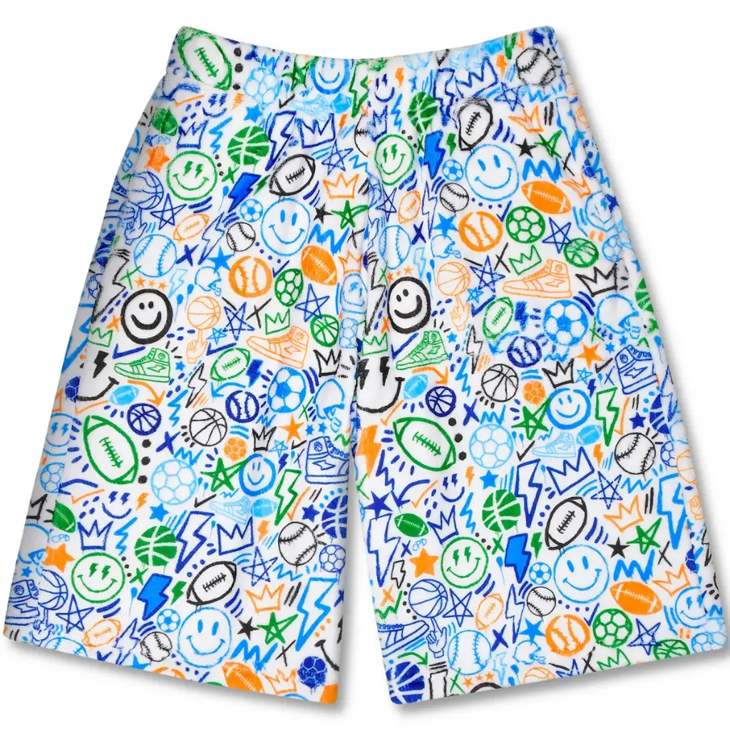 [820-4267XS] Corey Paige Let's Go Sports Plush Board Shorts (Youth X-Small (4-6))
