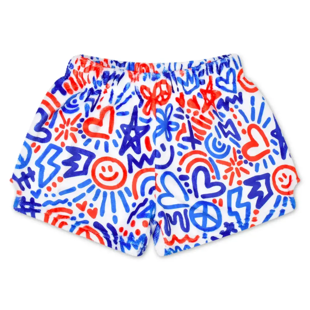 [820-4200XS] Corey Paige Red White & Blue Plush Shorts (Youth X-Small (4-6))