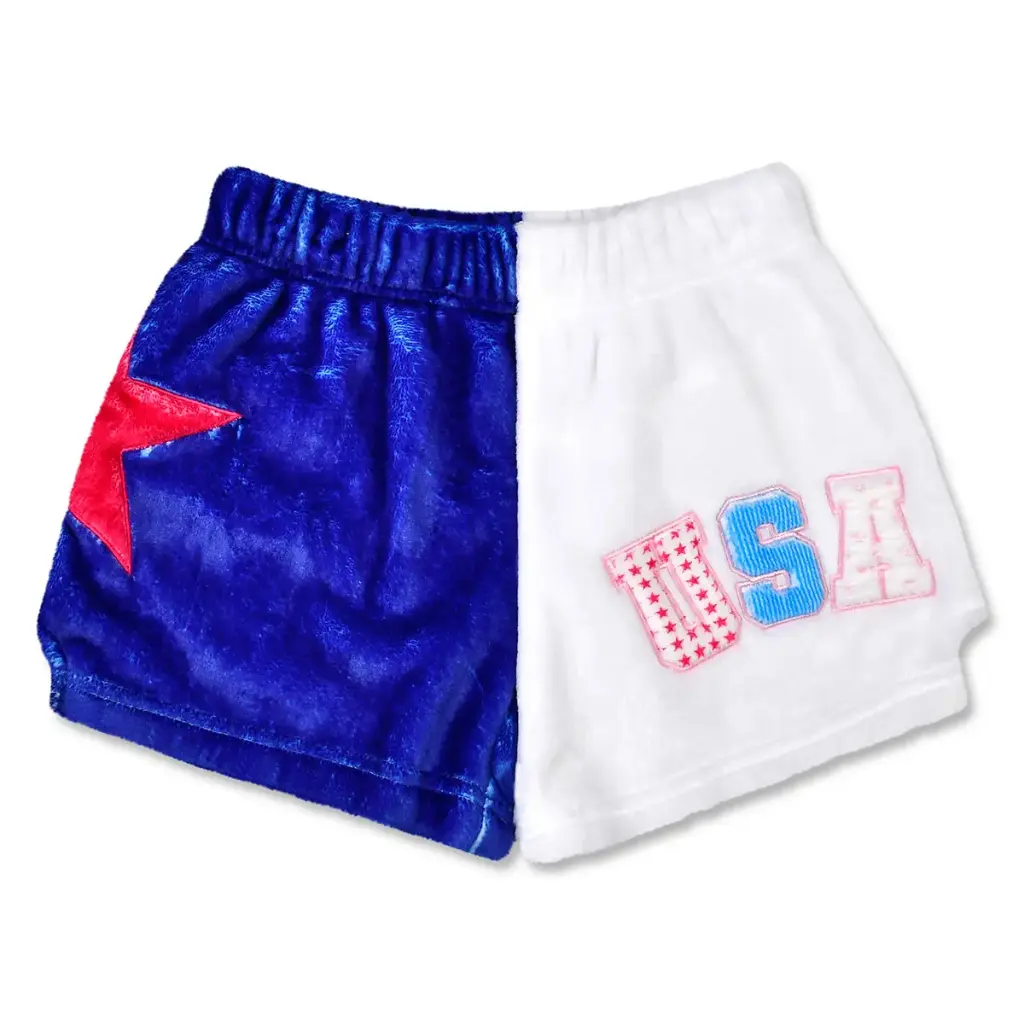 [820-4196XS] Theme USA Party Plush Shorts (Youth X-Small (4-6))