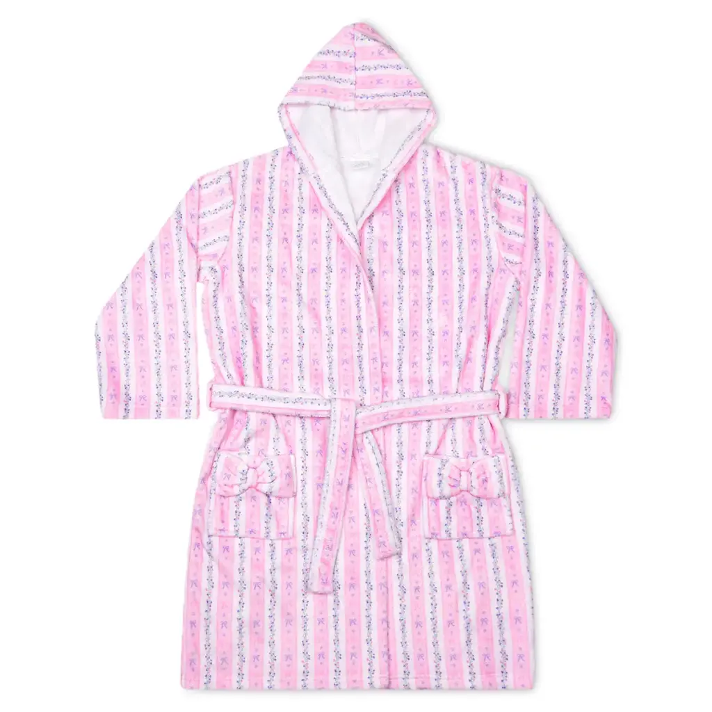 Floral Stripes Plush Robe