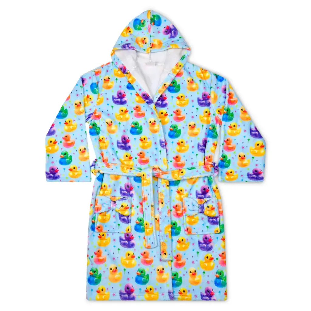 [820-4289XS-S] Feeling Ducky Hooded Plush Robe (Youth X-Small/Small (4-8))