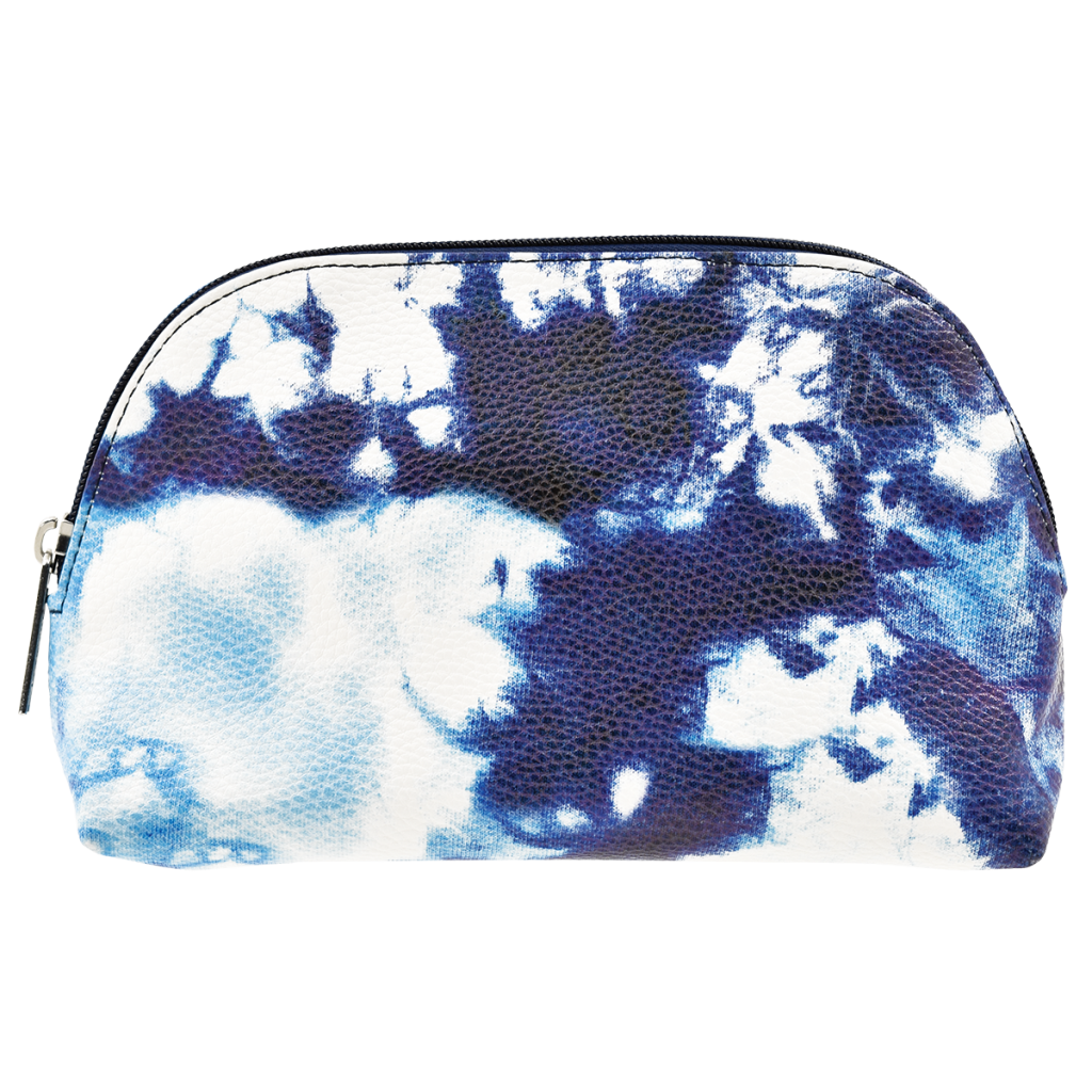 Blue Tie Dye Oval Cosmetic Bag