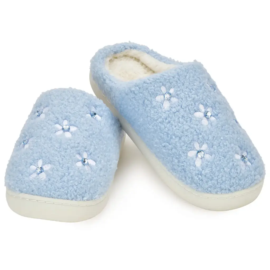 [735-111S] Blue Ditsy Slippers (Small (1-3))
