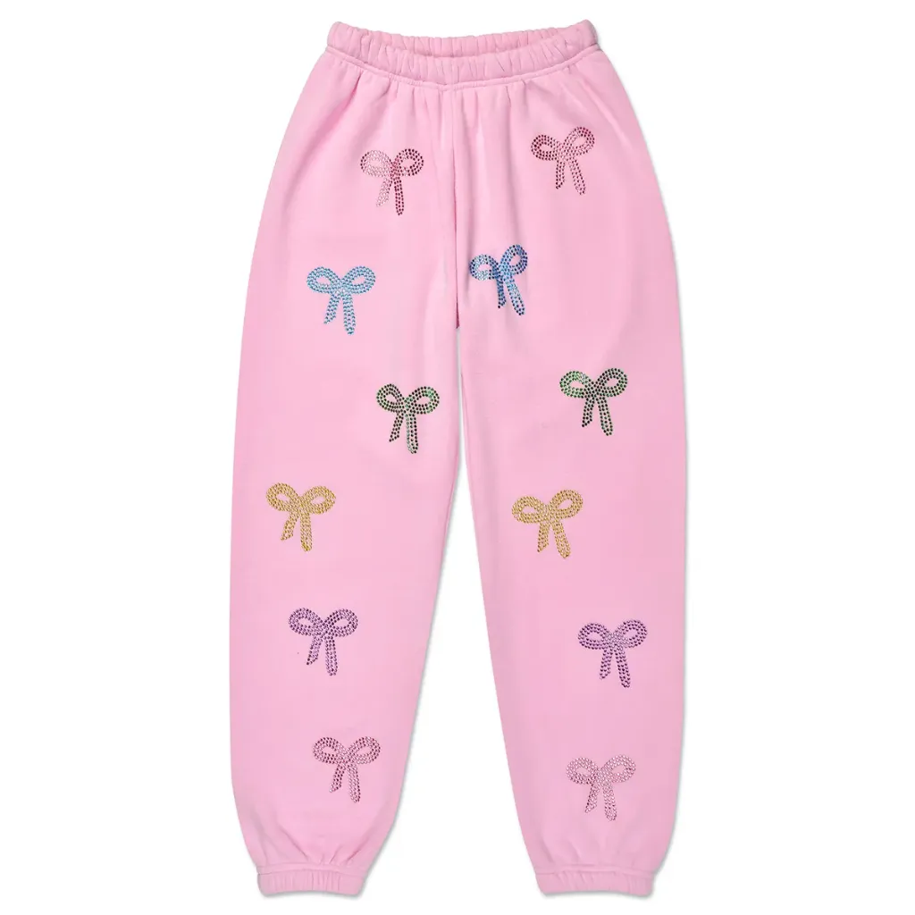 [820-4299S] Sparkling Bows Sweatpants (Youth Small (6-8))