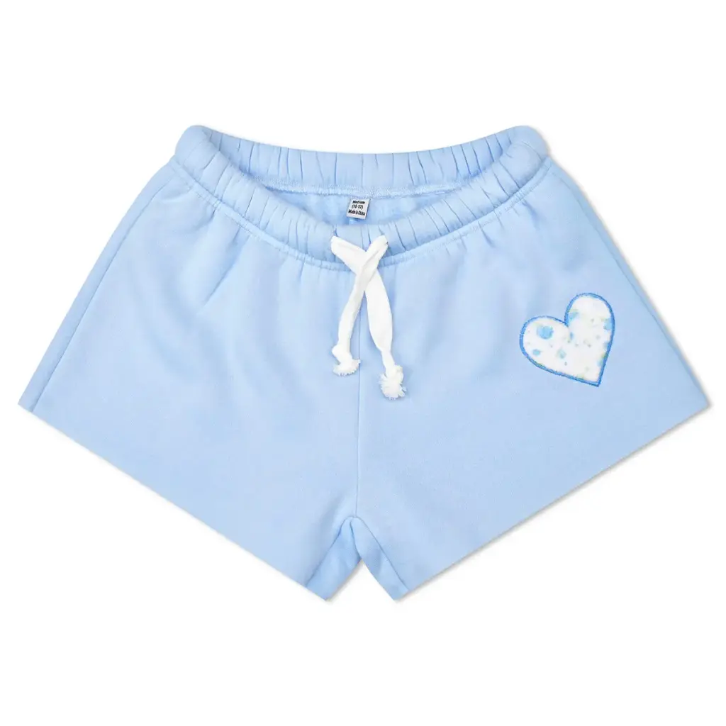 Blue Floral Sweat Shorts