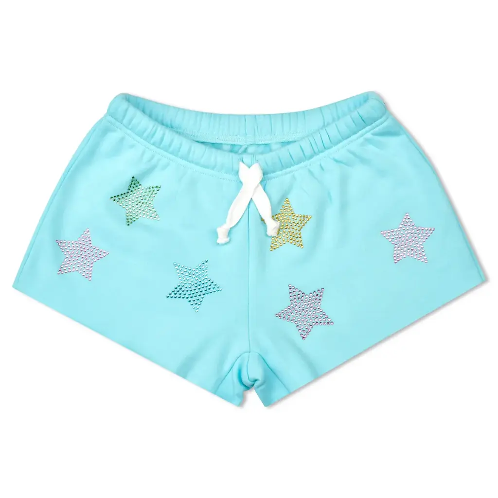 [820-4310S] Sparkling Stars Sweat Shorts (Youth Small (6-8))