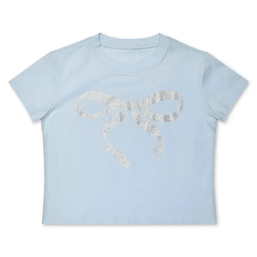 [820-4311S] Rhinestone Bow T-Shirt (Youth Small (6-8))