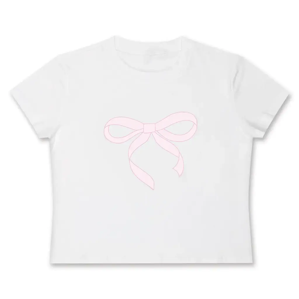 [820-4312S] Pink Bow T-Shirt (Youth Small (6-8))
