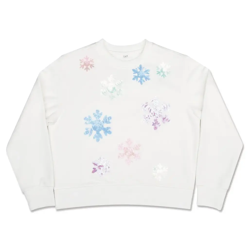 [820-4318S] Sequin Snowflake Sweatshirt (Youth Small (6-8))