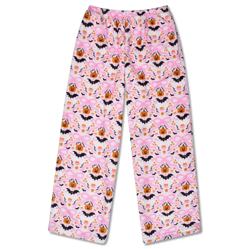 [820-4345XS] Bows And Bats Plush Pants (Youth X-Small (4-6))