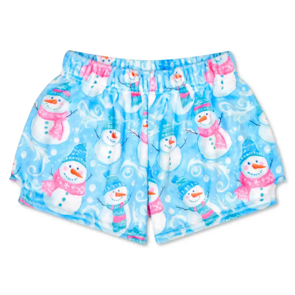 Swirly Snowman Plush Shorts