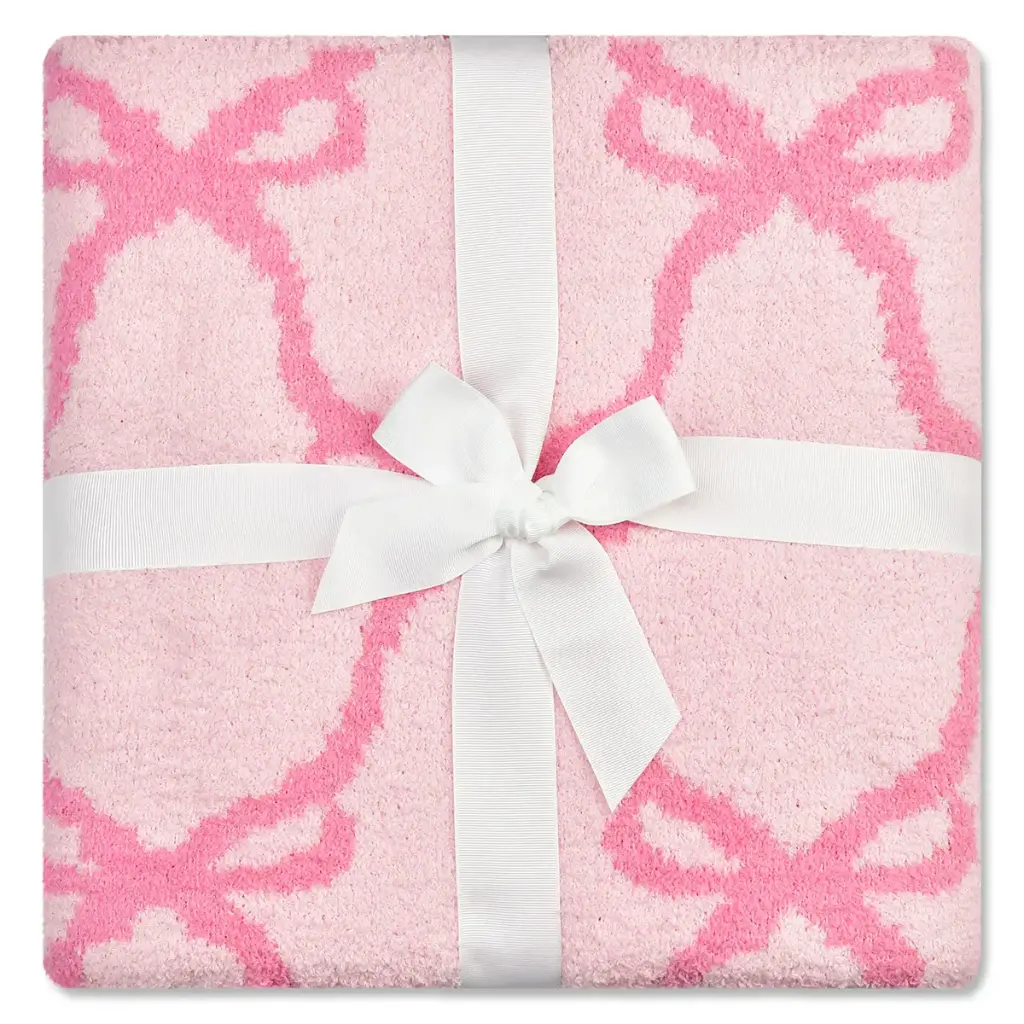 [780-5115] Sweet Trellis Bow Cozy Knit Blanket