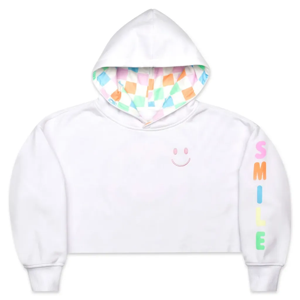 [820-4474S] Pretty Smile Check Hoodie Sweatshirt (Youth Small (6-8))
