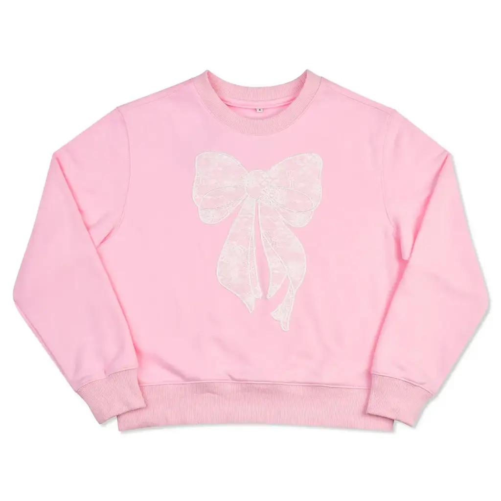 Lace Bow Pink Sweatshirt