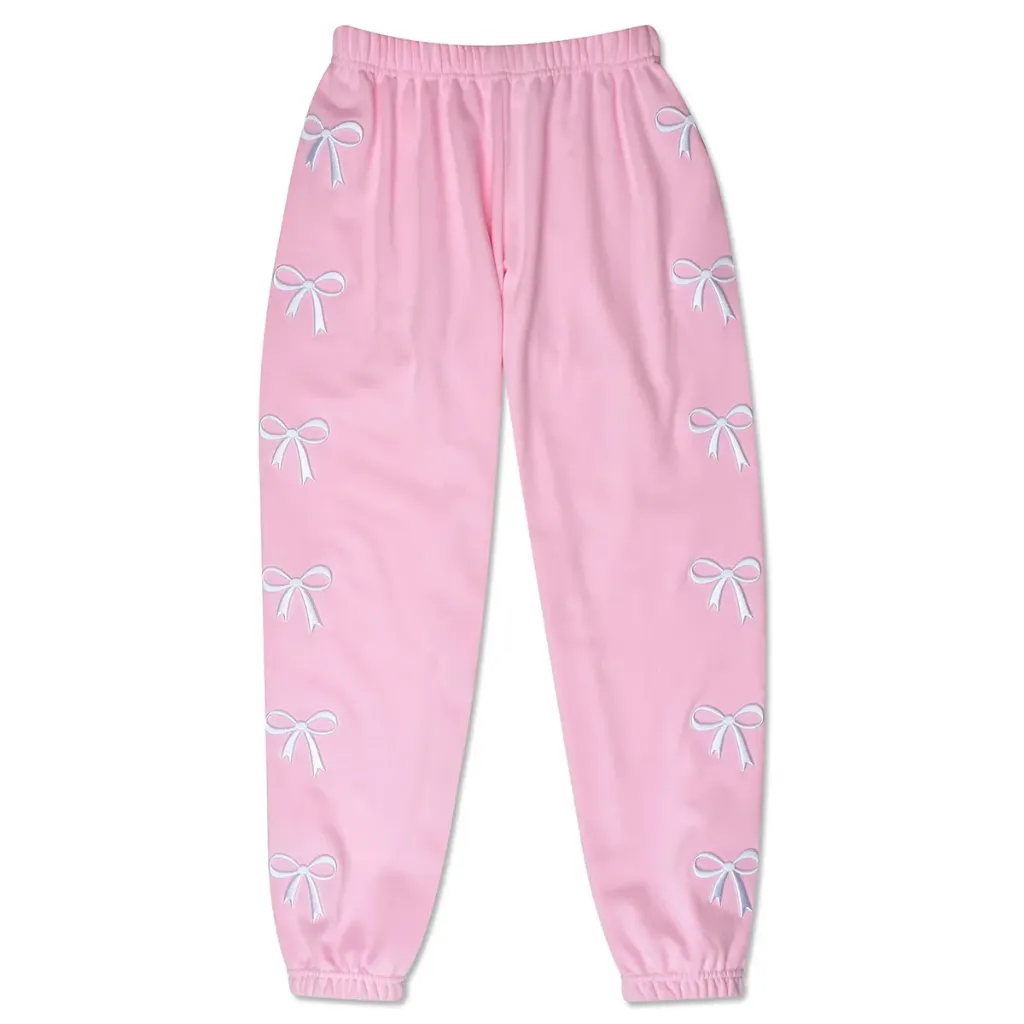 [820-4425S] Embroidered Bows Sweatpants (Youth Small (6-8))