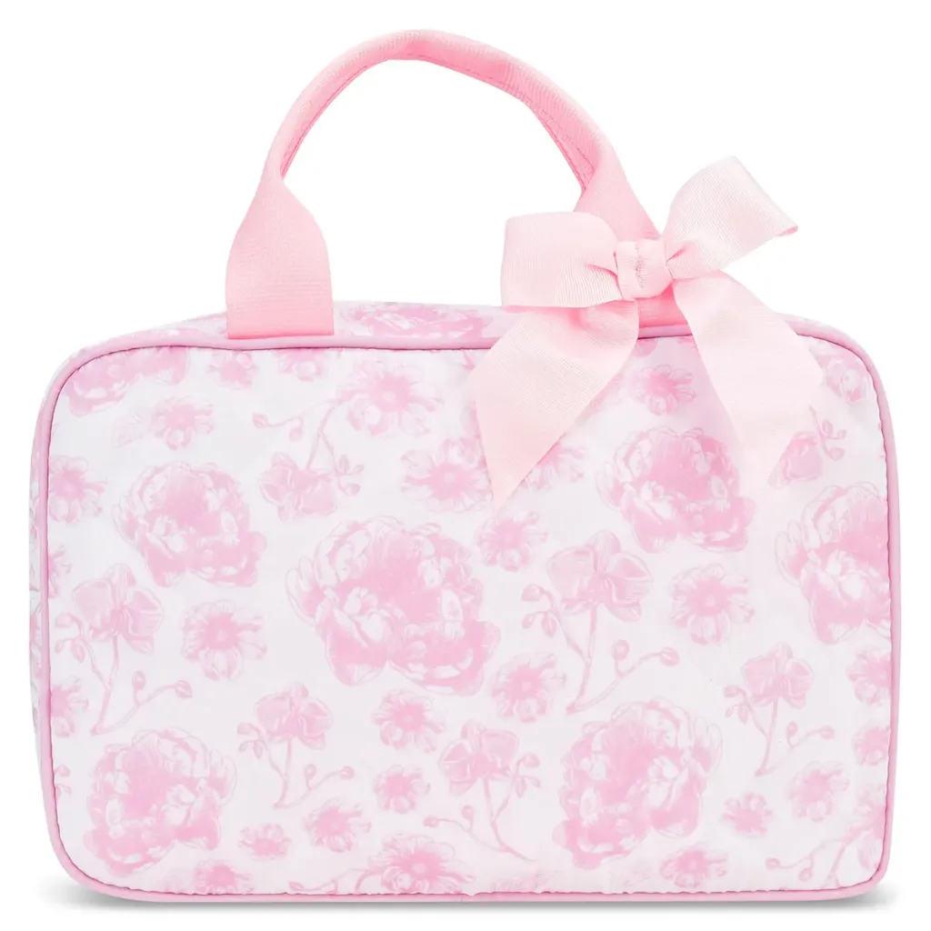 [810-2520] Pretty Pink Toile Large Cosmetic Bag