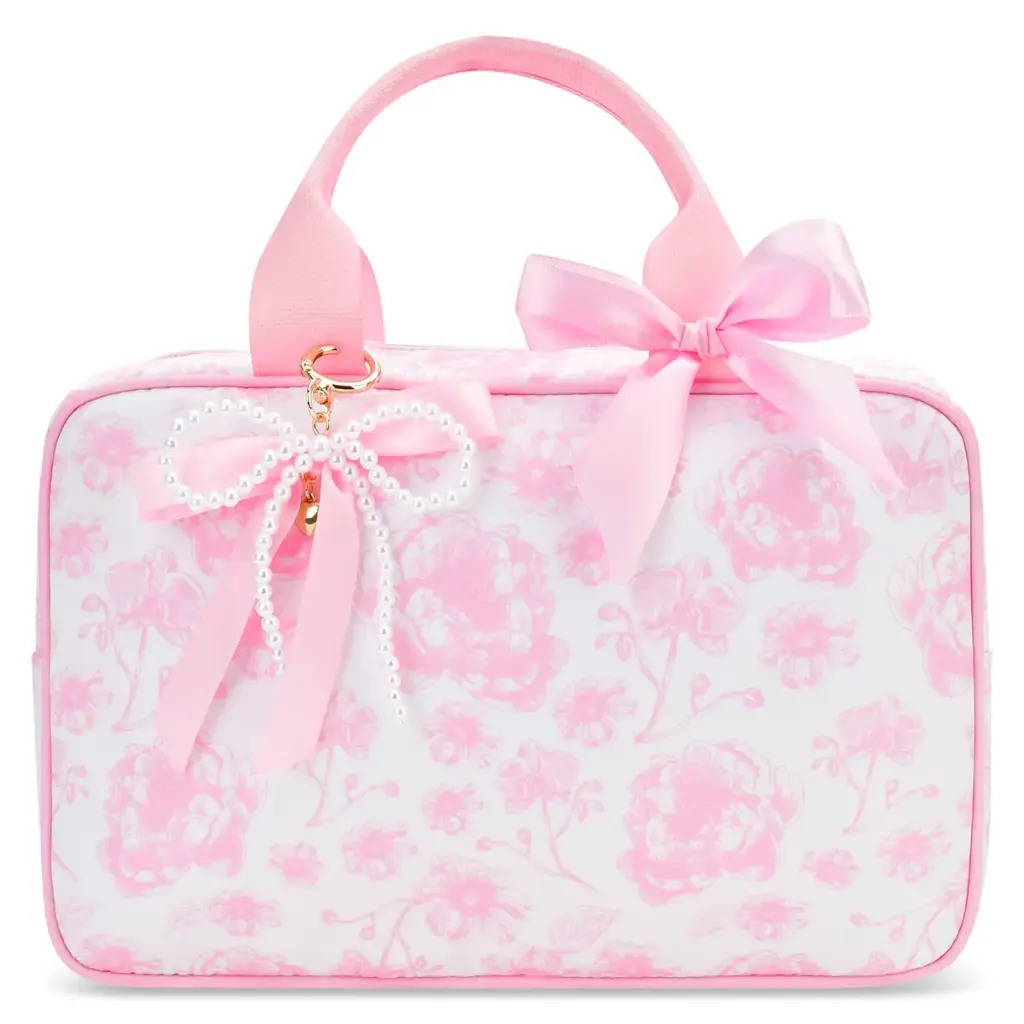 Pretty Pink Toile Large Cosmetic Bag