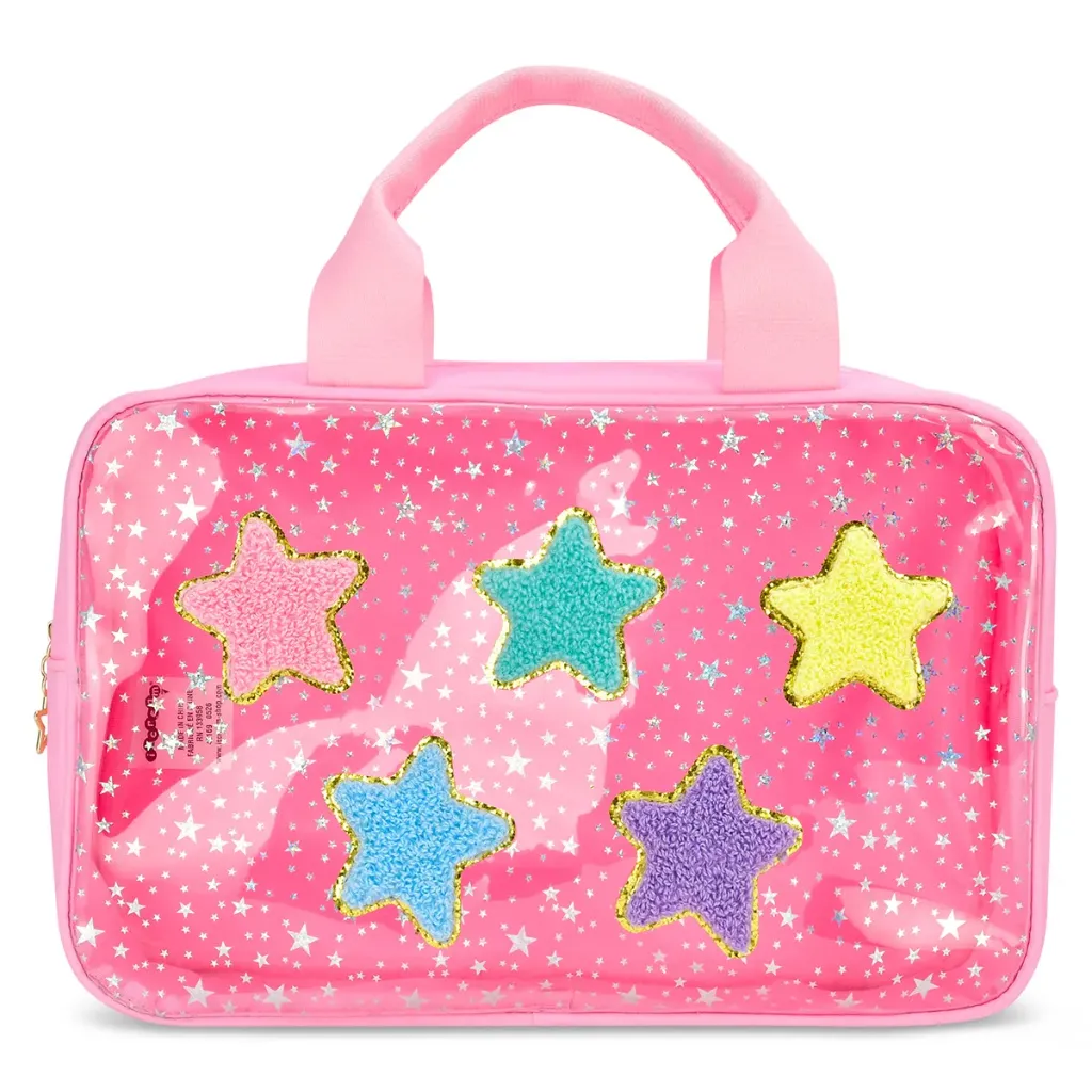 Pink Star Large Cosmetic Bag