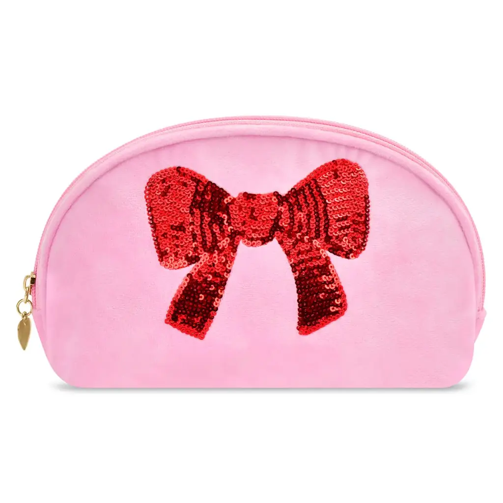 [810-2525] Red Sequins Bow Oval Cosmetic Bag