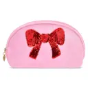 Red Sequins Bow Oval Cosmetic Bag