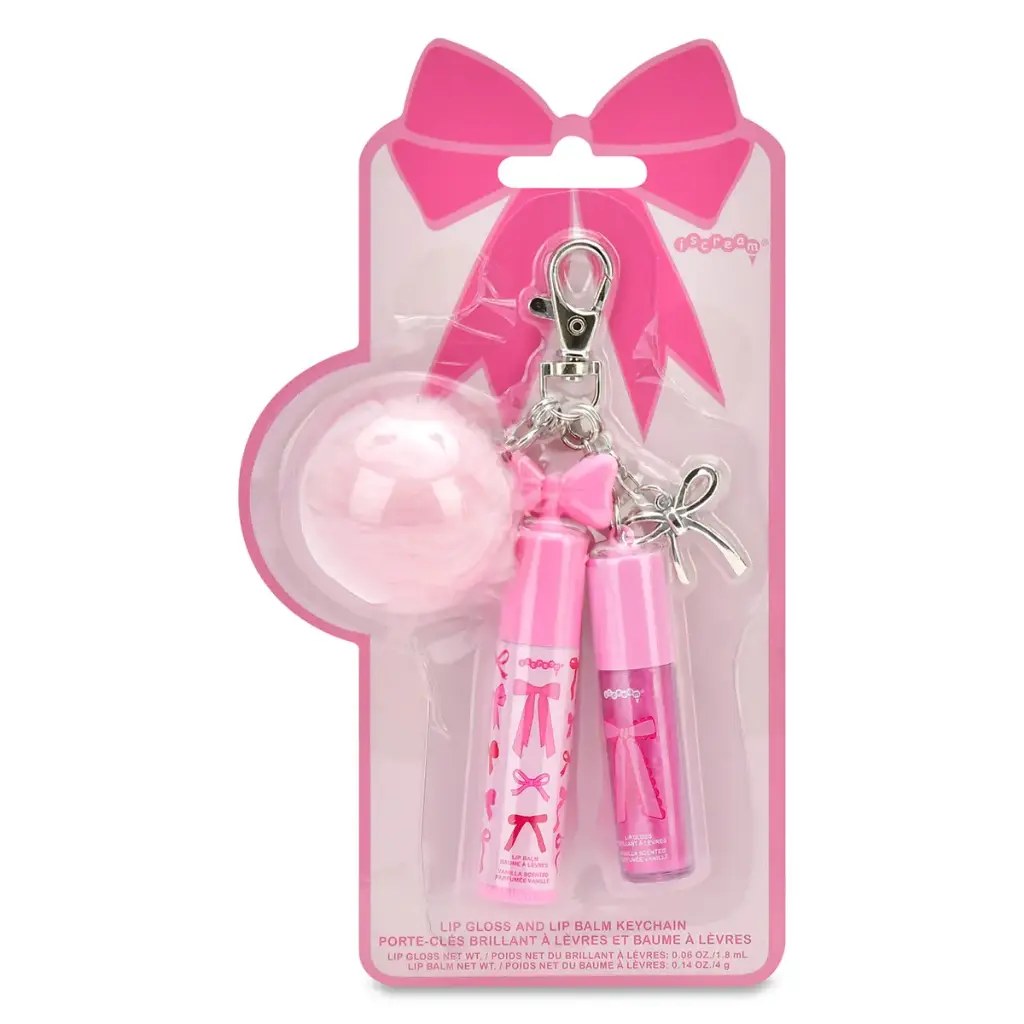 Bow Lip Gloss & Lip Balm Key Chain Set