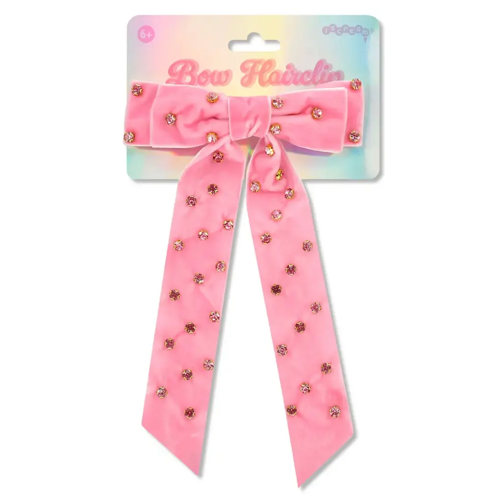[880-657] Pink Rhinestone Bow Hair Clip