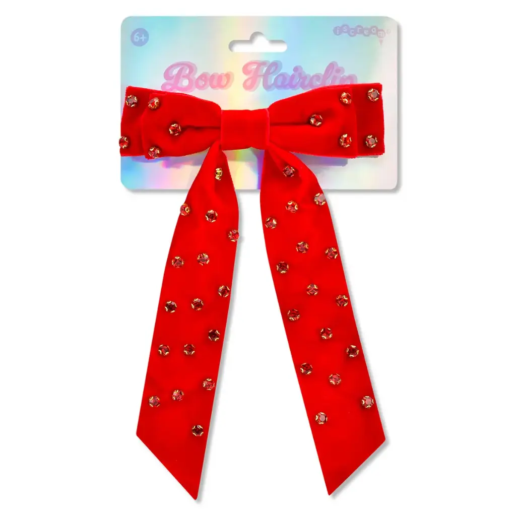 [880-658] Red Rhinestone Bow Hair Clip