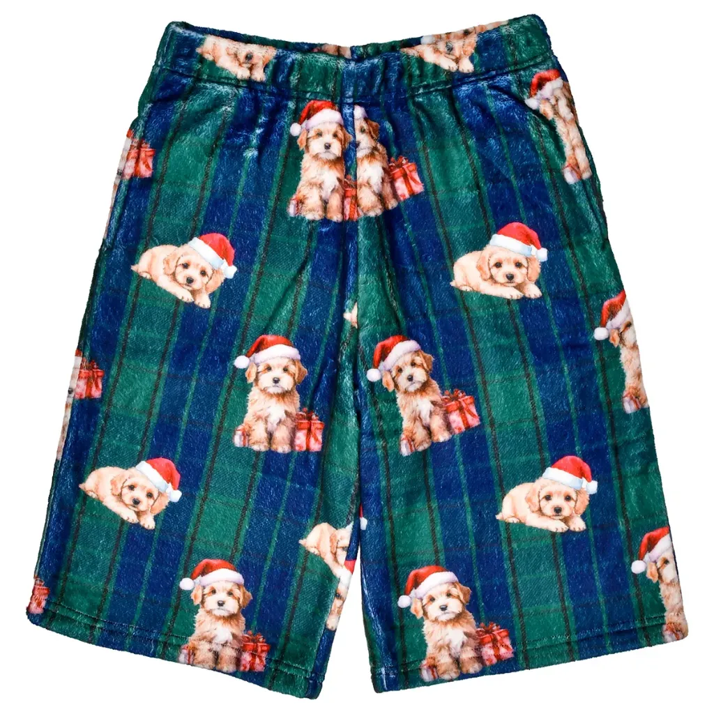 [820-4510XS] Santa Doodle Plush Board Shorts (Youth X-Small (4-6))