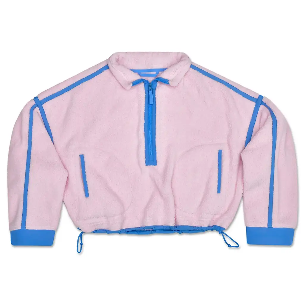 [820-4520S] 1/2 Zip Pink & Periwinkle Sherpa Pullover (Youth Small (6-8))