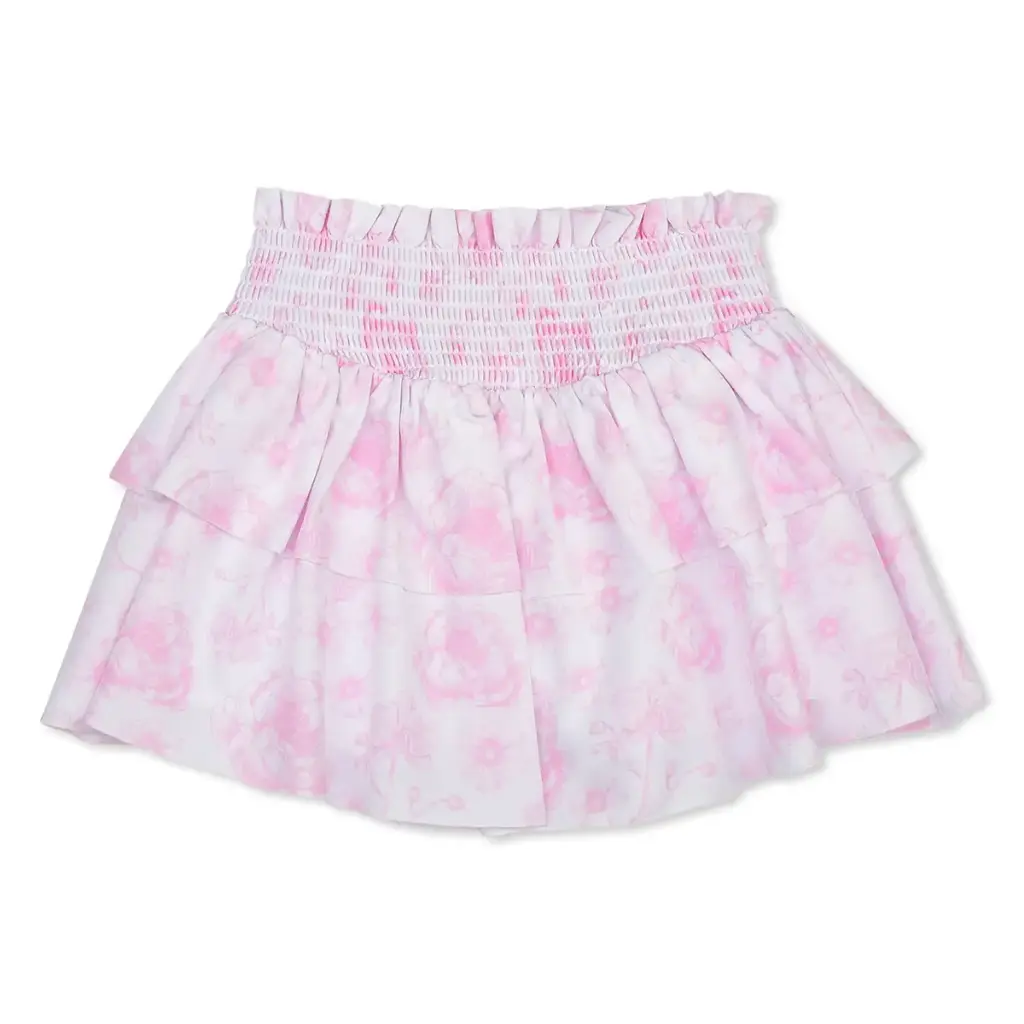 [820-4537XS] Pink Toile Shirred Tiered Skort (Youth X-Small (4-5))