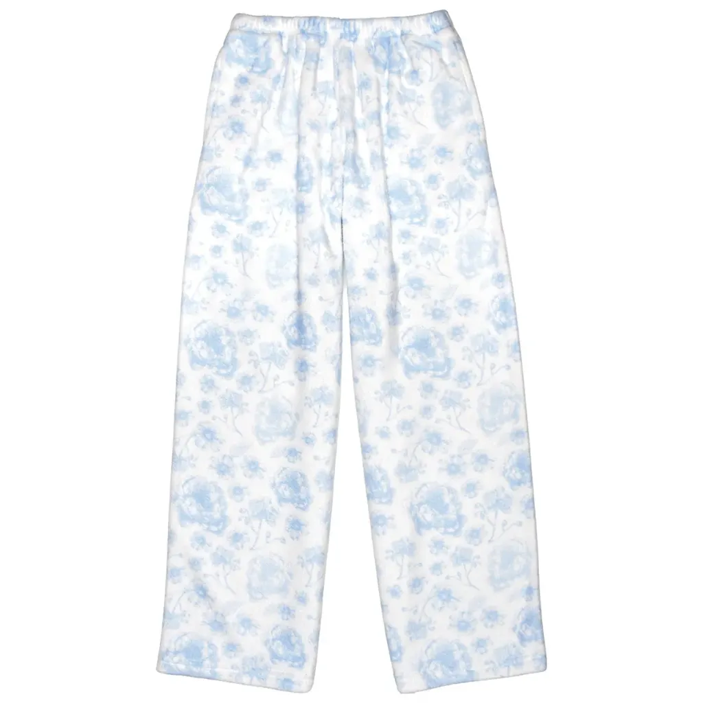 [820-4636XS] Beautiful Blue Toile Plush Pants (Youth X-Small (4-6))