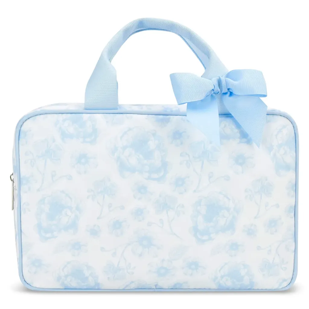 Beautiful Blue Toile Large Cosmetic Bag
