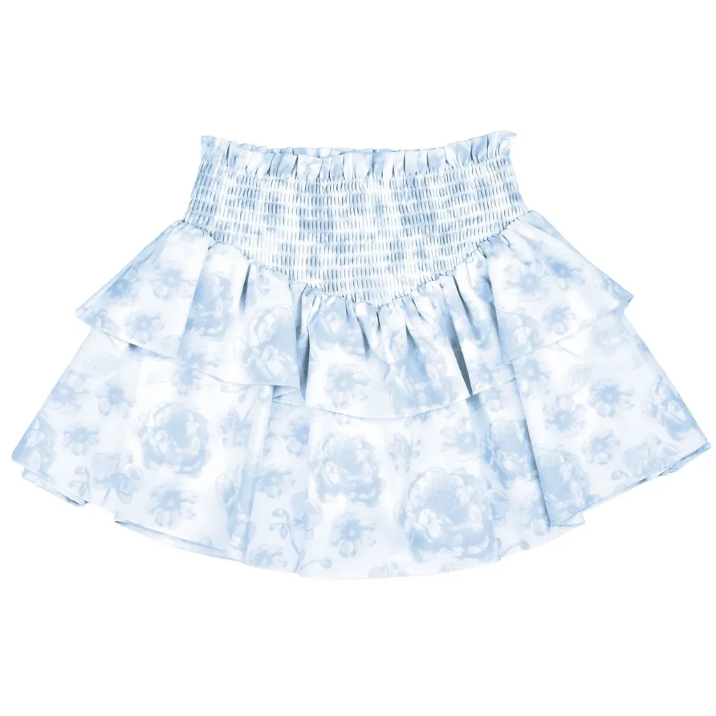 [820-4642XS] Blue Toile Shirred Tiered Skort  (Youth X-Small (4-5))