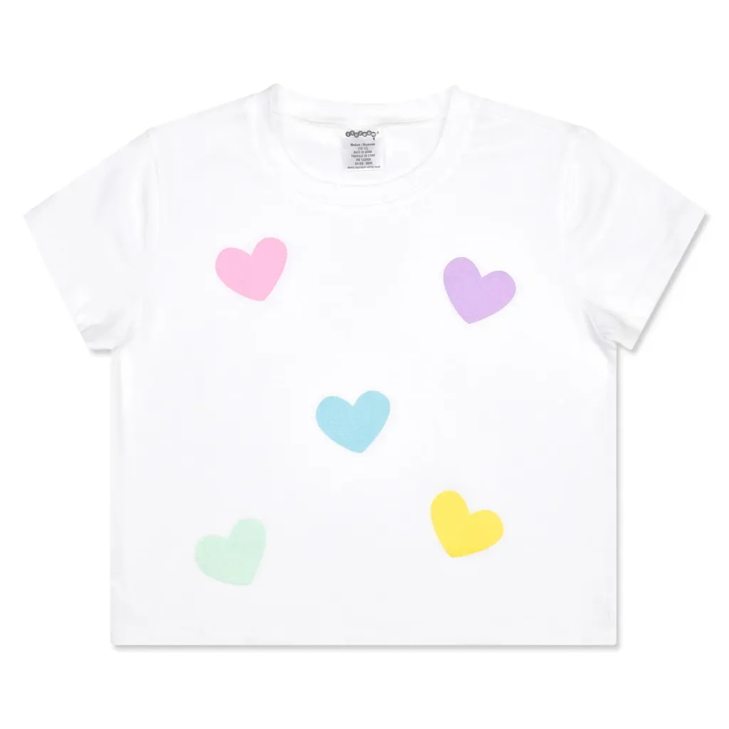 Glitter Hearts White T-Shirt   