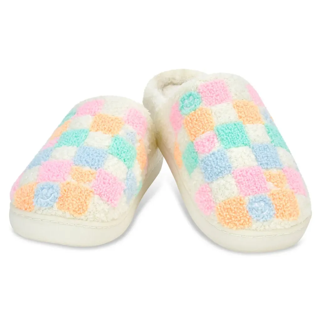 [735-114S] Pretty Smile Check Slippers (Small (1-3))
