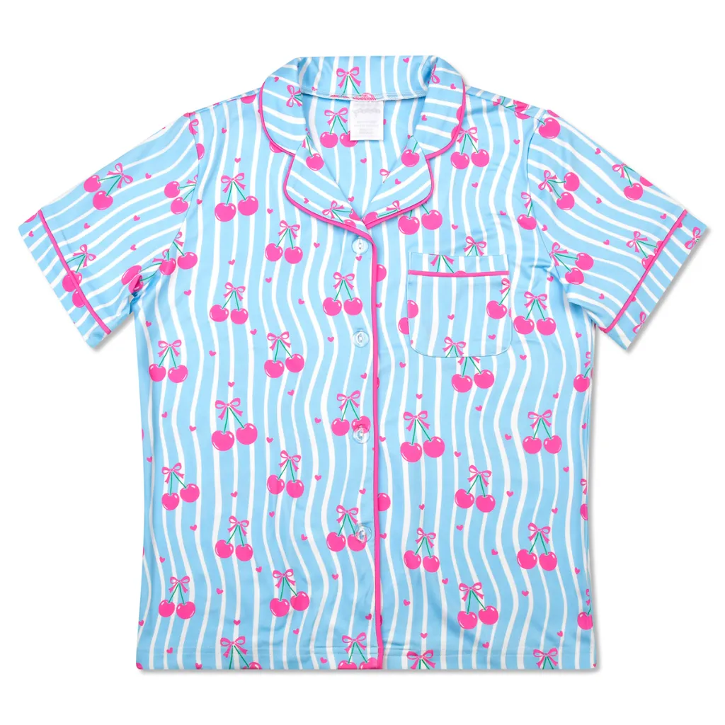 [820-4655S] Cherry Cute Shorts Lounge Set (Youth Small (6-8))