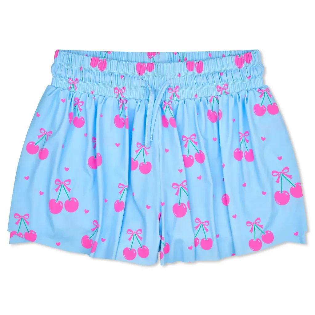 [820-4657S] Cherry Cute Butterfly Shorts (Youth Small (6-8))