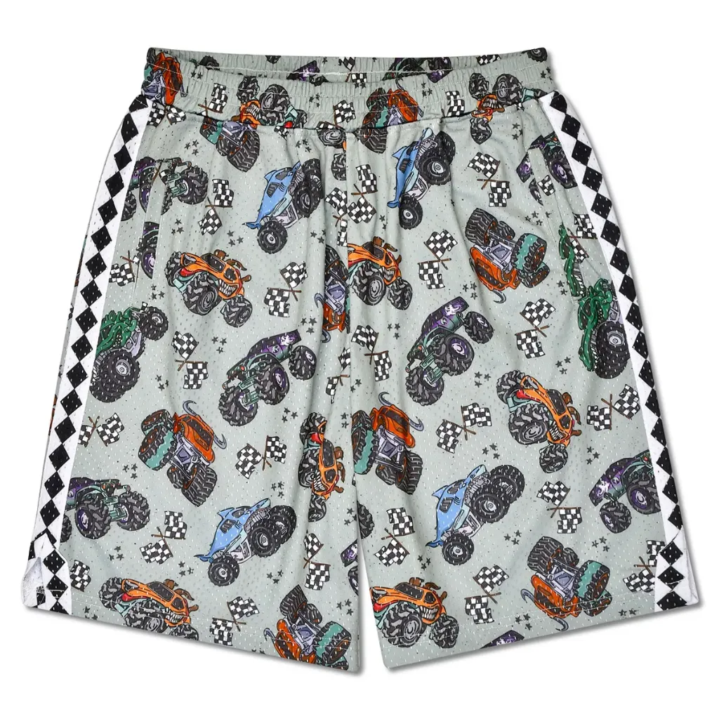 [820-4673XS] Monster Truck Gym Shorts (Youth X-Small (4-6))