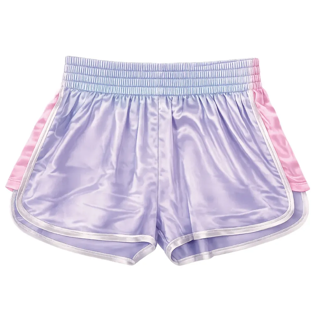 Lavender & Pink Satin Athletic Shorts